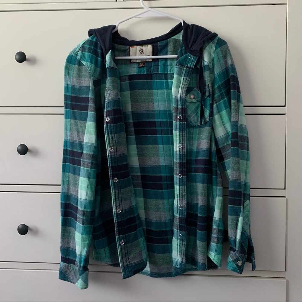 Button Up Hooded Flannel